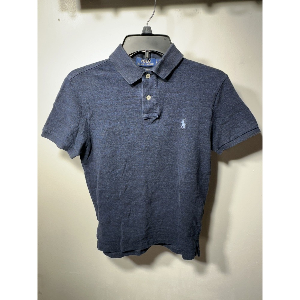 Polo Ralph Lauren Shirt Mens Small Navy Blue Custom Slim Fit Golf Prep Blue Pony